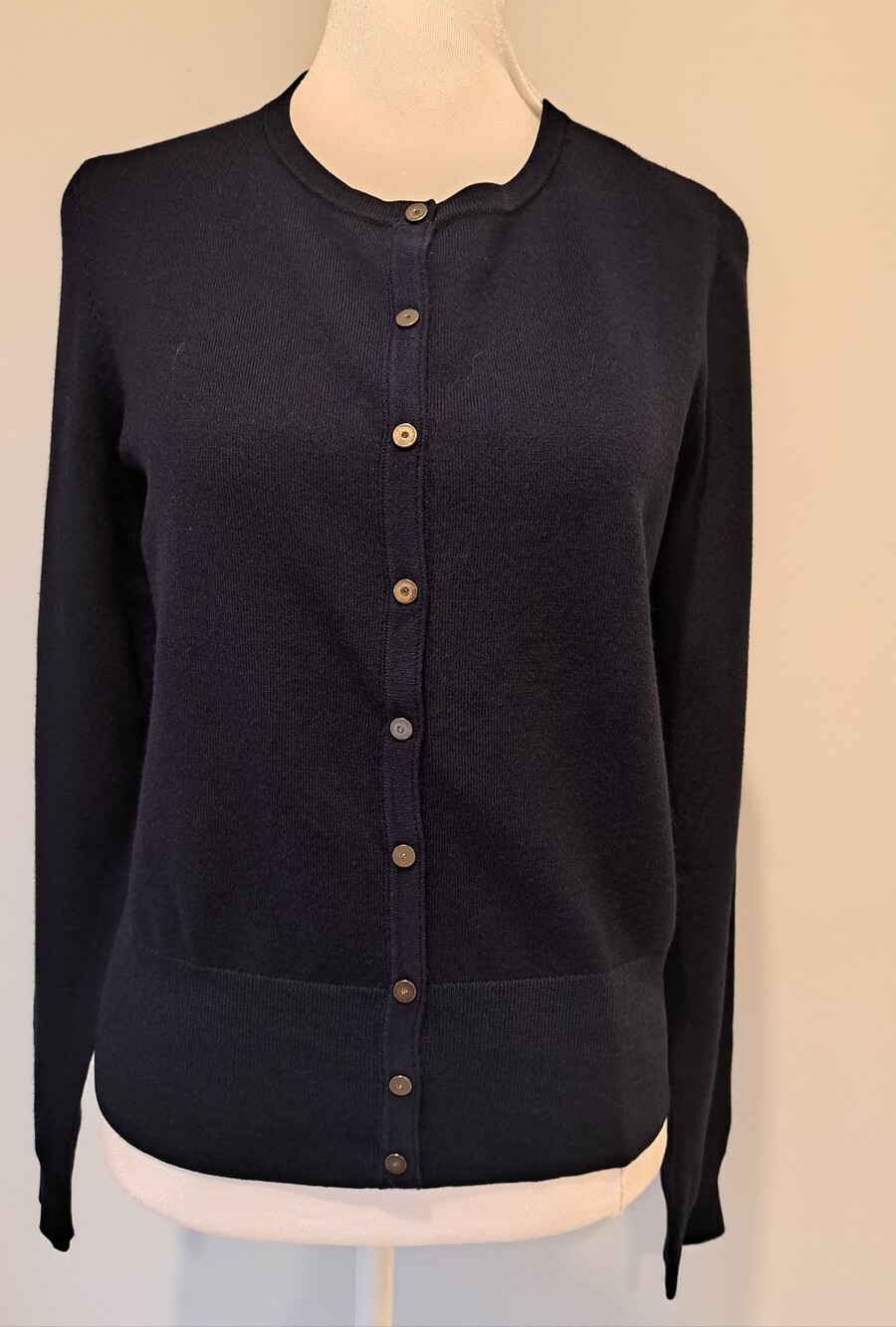 NWT White House Black Market Women's Classic Navy Button-Front Cardigan Sweater
